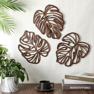 Décoration Murale Tropicale en Bois : Feuilles de Palmier, Art Hawaïen, Plaque Murale Vintage de Plantes Tropicales - Product Image 1