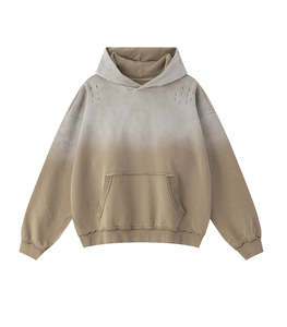 เสื้อฮู้ดดี้ผ้าฝ้ายแท้ 100% หนานุ่ม สีซีดแบบวินเทจ ล้างสีแบบแอซิด ทรงโอเวอร์ไซส์ สไตล์สตรีทแวร์ คุณภาพสูง รับผลิตแบบ OEM และ ODM - Product Image 2