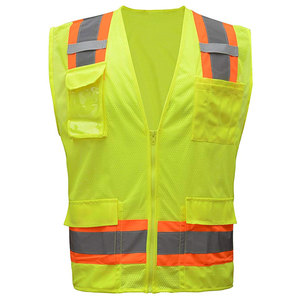 Chaleco de Seguridad Reflectante de Alta Visibilidad Clase 2, Amarillo, de Malla, con Bolsillos, para Trabajadores de la Construcción - Product Image 2