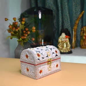 Handmade Mirror Work Silver Jewelry Box Decorative Ring Organizer Storage Case for Home Gift Bulk Supply - Product Image 1