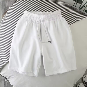 Pantalones Cortos Bermuda para Hombre, Talla Grande, Color Sólido, con Cordón, Casuales, de Algodón, Cintura Media, Tejido Liso Teñido - Product Image 5