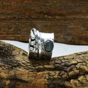 Labradorite Gemstone 925 Sterling Silver <b>Spinner</b> <b>Ring</b> Fidget <b>Ring</b> Handmade Meditation Anxiety <b>Ring</b> for Women - Product Image 4
