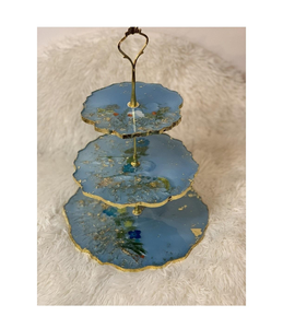 Support à gâteau élégant et écologique en résine, 2 pièces, personnalisé, pour anniversaire, réception de mariage, service de desserts, boulangerie, restaurant - Product Image 4