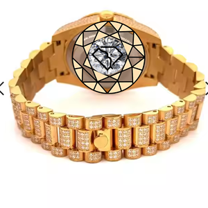 Rose Gold Tone Round <b>Case</b> Lab Diamond Inlay Quartz <b>Watch</b> Stainless Steel Analog Sapphire Crystal Water Resistant Modern <b>Watch</b> - Product Image 4