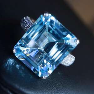 แหวนอะความารีนซานตามาเรียธรรมชาติทรงสวยหรู งานแฮนด์เมดสั่งทำพิเศษ เครื่องประดับชั้นดี ของขวัญสำหรับงานหมั้นและงานแต่งงานสำหรับผู้หญิง - Product Image 5