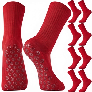 Calcetines de Yoga Rojos Antideslizantes, Largos, con Suela Antideslizante, de Poliéster/Nailon, para Adultos, Deportivos, Ecológicos y Transpirables - Product Image 1