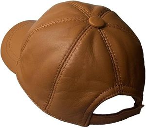 High Durability Genuine Cowhide Leather Baseball <b>Cap</b> Curved Brim Strapback <b>Cap</b> Custom Headwear Factory - Product Image 3