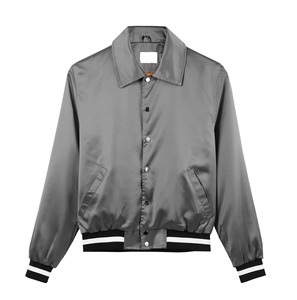 College Varsity Baseball Letterman Jacket Satin Bomber Jacket Turn Down Collar Premium Casual Fashion Jacket For Men - Product Image 1