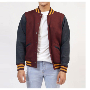 Custom Logo Geometric Men's Varsity Jacket Stand Collar Canvas Streetwear <b>Coat</b> with OEM Service - Product Image 1