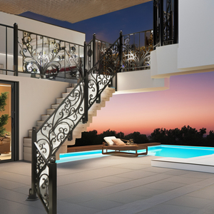 Rampe d'escalier intérieure élégante en acier, garde-corps de véranda sur mesure en fer forgé pour la sécurité des escaliers, robustesse et beauté intemporelle - Product Image 2