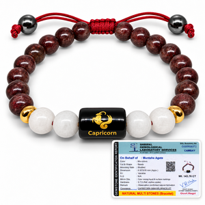 สร้อยข้อมือราศีมังกรเกรดพรีเมียมประดับด้วยลูกปัดคาร์เนเลียนขนาด 8 มม. และป้ายทองแดงพร้อมสัญลักษณ์ภาษาสันสกฤตสไตล์ฮวงจุ้ย - Product Image 2
