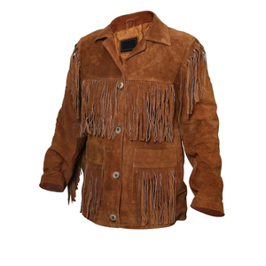 Premium Quality Sheep Skin <b>Suede</b> <b>Leather</b> Fringes <b>Jacket</b> Custom Design Streetwear Cowboy Style High Quality Custom Logo - Product Image 4