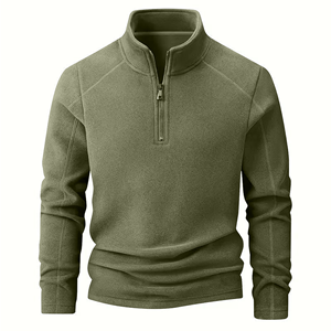 Sweat-shirt en molleton tricoté respirant pour homme, col montant, coupe droite, violet uni, fermeture éclair quart de tour, idéal pour l'automne - Product Image 6