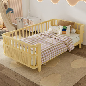 Solid Wood Toddler <b>Bed</b> Twin Size With <b>Guard</b> <b>Rails</b> Scandinavian Style Kids <b>Bed</b> For Babies And Children Durable Design - Product Image 1