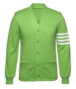 <b>Men's</b> Custom logos V-Neck <b>Cardigan</b> <b>White</b> Trim Full Sleeve Button Closure Solid Color Casual Wear - Product Image 1