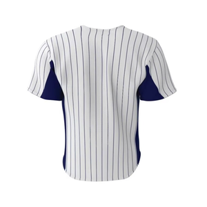 Custom <b>Baseball</b> Jersey Men's White Pinstripe Button Up Team Uniform with Logo Number 8 Sublimated Print Breathable Polyester - Product Image 4