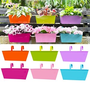 Colorful Metal <b>Rectangle</b> Traditional Balcony <b>Planters</b> Wholesale-Rainbow Hanging Plant Pots India - Product Image 1