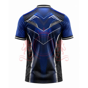 Maillot de football pour homme à motif géométrique bleu, manches courtes, col en V, polyester respirant, coupe athlétique, toutes saisons - Product Image 4