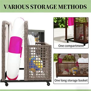 Panier de rangement en jonc de mer gris clair pour utilisation en piscine - Product Image 4