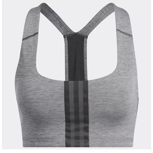 Soutien-gorge de sport léger en molleton gris à dos nageur, avec bande centrale noire et grise, service OEM, soutien-gorge de sport d'été, vente en gros - Product Image 6
