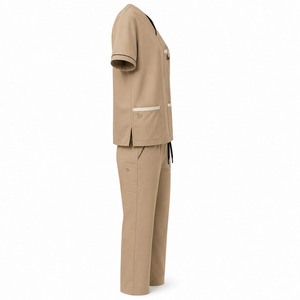 Tenue d'infirmière OEM extensible 4 directions avec logo personnalisé, uniforme d'hôpital élégant pour femmes - Product Image 4