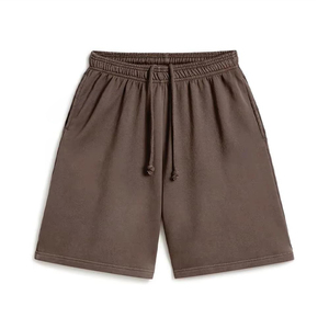 Pantalones cortos tipo bermuda de algodón de color liso para hombre con cordón en la cintura y bolsillos, estilo casual, corte de tiro medio - Product Image 1