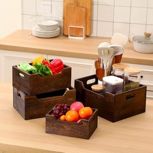 Wooden Nesting <b>Crates</b> Storage Baskets Decorative Wood Storage Boxes Farmhouse Vintage Rustic Organizer Baskets for Home Kitchen - Product Image 2