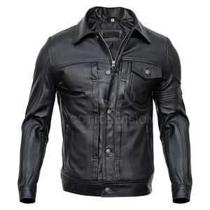 Veste en cuir noir de haute qualité pour homme à vendre 2026 – Vestes en cuir véritable pour l'hiver, personnalisables - Product Image 2