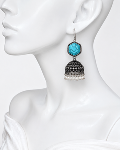 Factory Direct Brass Silver Plated Gemstone Pearl Chandelier <b>Earrings</b> Handmade Bohemian Indian Ethnic for Women Party Wholesale - Product Image 1