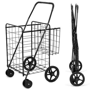 Carrello della spesa pieghevole a doppio scomparto con ruote girevoli - Carrelli e trolley pratici - Product Image 4