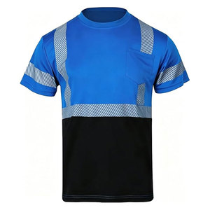 Camiseta de Trabajo Reflectante Verde y Negra para Hombre, Manga Corta, Cuello Redondo, Secado Rápido, Corte Regular, Poliéster Tejido, Alta Visibilidad - Product Image 5