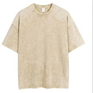 Camiseta de Algodón para Hombre con Lavado Ácido, Transpirable, Suave, Lisa, de Alta Gama, Informal - Product Image 1