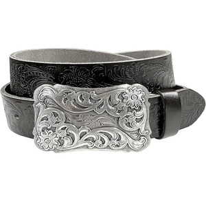 Cinturón de herramientas de cuero occidental genuino de grano completo 100% con cinturón de vaquero con hebilla de latón antiguo grabado Floral Vintage - Product Image 2