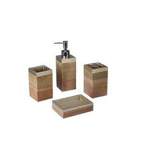 2026 Latest Natural Wood Grain Bathroom Accessory Set Soap Dispenser Tumbler <b>Toothbrush</b> <b>Holder</b> Custom Home Decor Manufacturer - Product Image 1
