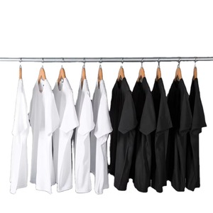 T-shirt en coton uni pour homme, manches courtes, col rond, décontracté, couleur unie, coupe classique, noir, blanc, jersey tricoté - Product Image 1