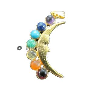 Pendentif en cristal en forme de croissant de lune Agate naturelle sept Chakra pierre sculptée à la main Feng Shui mascotte Technique gravée - Product Image 1