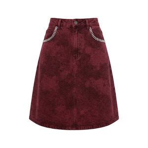 Minifalda vaquera personalizada con pedrería para mujer, vaquera lavada, etiqueta privada, venta al por mayor de fábrica para boutiques estadounidenses - Product Image 5