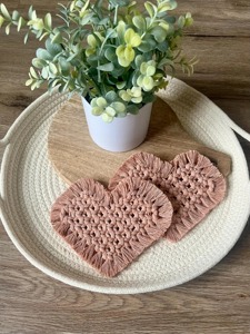 Handmade Heart Shape Macrame Coasters Elegant Boho Party Decor Suitable for Guest Entertainment and Special Occasions Decor - Product Image 5
