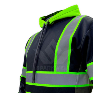 Chaqueta con Capucha Impermeable Reflectante de Alta Visibilidad para Hombre, Estilo Casual de Otoño, Color Verde Neón y Negro, con Cierre y Transpirable - Product Image 2