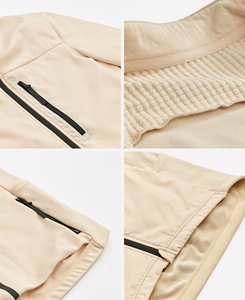 Premium Quality Men's Beige <b>Mock</b> <b>Neck</b> Full Sleeve Jacket With Zipper And Contrast Binding Breathable Regular Fit Yoga <b>Top</b> 180 g - Product Image 5
