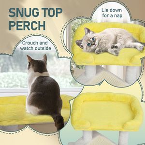 Torre per Gatti a Più Livelli Cozy Cat Condo da 27,5 Pollici con Tiragraffi e Cuccia Imbottita per Gattini, Imballaggio in Cartone per Interni - Product Image 5