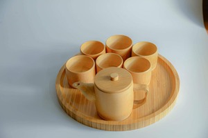 Juego de té de bambú con tetera y 5 tazas en bandeja, ecológico, solo se lava a mano, juego de utensilios hecho en Vietnam - Product Image 4