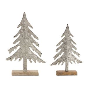 Figura Decorativa de Pino de Metal de Lujo con Acabado Plateado y Base de Madera Natural, Centro de Mesa Estacional, Decoración de Arte para Interiores - Product Image 6