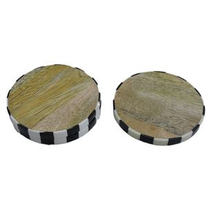 Forma redonda de madera y borde de resina en la periferia, posavasos para servir té de nuevo diseño, alfombrilla para vajilla de 4 piezas - Product Image 1