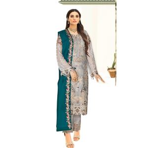 Vestido de fiesta informal para mujer paquistaní e India con logotipo personalizable bordado pesado mejor precio al por mayor - Product Image 3