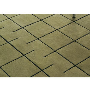 Alfombra de Lana Hecha a Mano de Primera Calidad, Diseño Geométrico Tallado, Alfombra Verde Moderna de Lujo - Product Image 4