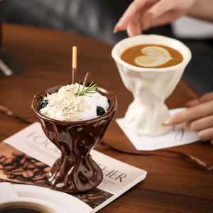 2026 Funnel-shaped Handmade Porcelain Ceramic Coffee Mug Latte Art Design 280ml Capacity Dishwasher Trendy Pattern By UO INDIA - Product Image 2