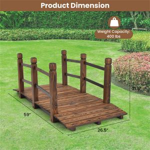 Ponte da Giardino in Legno di Abete 100% Naturale, 1,5 Metri, Facile da Montare per Cortile/Strada Ghiaiata/Fattoria - Product Image 5