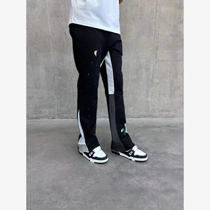 Pantalones de hombre de felpa lavada con efecto ácido, holgados, de corte casual, pierna ancha, acampanados, estilo streetwear - Product Image 5