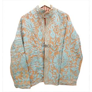 Chaqueta de mujer de pana acolchada de algodón tejida a mano con bordado floral, cuello mandarín, gruesa, estilo bohemio, para invierno - Product Image 2